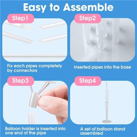 4 Sets Balloon Stand Kits, Balloon Sticks Holder with Base for Table Graduation - Picture 5 of 8